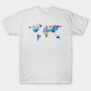 World map watercolor paint design T-Shirt